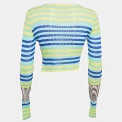 Pre Owned بلوزة ديان فون فرستنبرغ مقلمة متعددة الألوان منسوجة بأكمام طويلة صغيرة