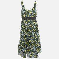 Pre Owned فستان ميدي ديان فون فورستنبرغ شبكي مطرز أسود مقاس كبير جدًا - إكس ترا لارج