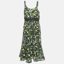 Pre Owned فستان ميدي ديان فون فورستنبرغ شبكي مطرز أسود مقاس كبير جدًا - إكسترا لارج