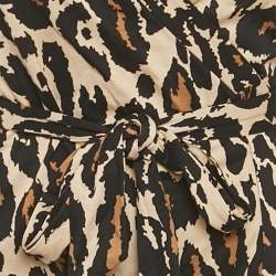 مملوكة مسبقًا Diane Von Furstenberg Brown Leopard Print Jersey Wrap Dress XS