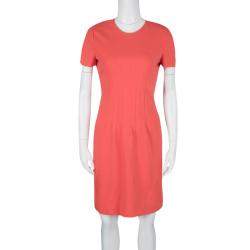Diane Von Furstenberg Atomic Orange Fitted Short Sleeve Yazmine Dress S