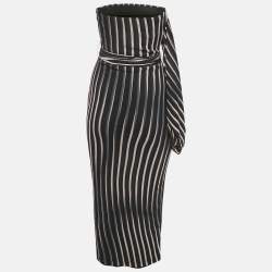 مملوكة مسبقًا فستان ديان فون فرستنبرغ "ساش" مخطط هيكلي نايلون أسود مقاس صغير