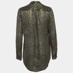 Pre Owned بلوزة ديان فون فرستنبرغ حرير جاكار أسود جيلمور سموس كات شير مقاس متوسط