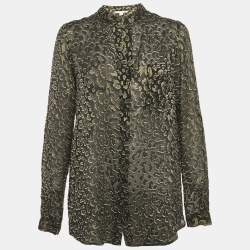 Pre Owned بلوزة ديان فون فرستنبرغ حرير جاكار أسود جيلمور سموس كات شير مقاس متوسط