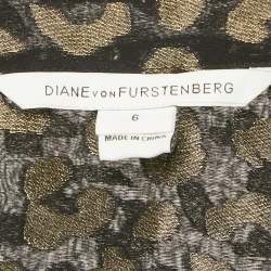 Pre Owned بلوزة ديان فون فرستنبرغ حرير جاكار أسود جيلمور سموس كات شير مقاس متوسط