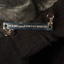 مملوكة مسبقًا Diane Von Furstenberg Black Shearling Faux Fur Vest Coat M