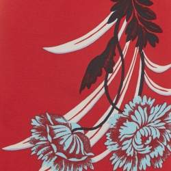 مملوكة مسبقًا Diane Von Furstenberg Red Floral Print Crepe Midi Dress XS
