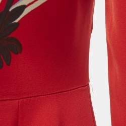 مملوكة مسبقًا Diane Von Furstenberg Red Floral Print Crepe Midi Dress XS