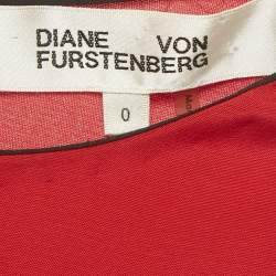 مملوكة مسبقًا Diane Von Furstenberg Red Floral Print Crepe Midi Dress XS