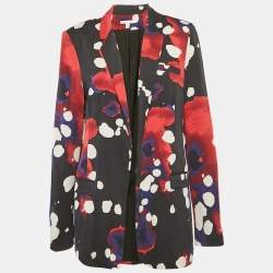 Pre Owned Diane Von Furstenberg Multicolor Printed Silk Open front Blazer XL