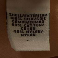 Pre Owned Diane Von Furstenberg Beige/ Black Silk Sheer Long Sleeve Blouse L