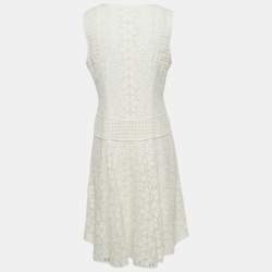 Pre Owned فستان ديان فون فرستنبرغ دانتيل أبيض بدون أكمام ميدي مقاس كبير