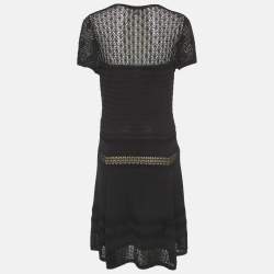 Pre Owned فستان ديان فون فرستنبرغ ميدي محبوك مطاطي أسود مقاس متوسط/كبير (ميديوم/لارج)