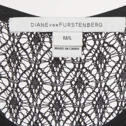 Pre Owned فستان ديان فون فرستنبرغ ميدي محبوك مطاطي أسود مقاس متوسط/كبير (ميديوم/لارج)