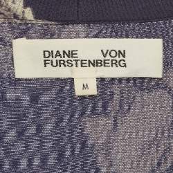 مملوكة مسبقًا Diane Von Furstenberg Navy Blue Floral Print Jersey Wrap Midi Dress M