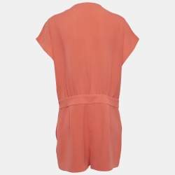 Pre Owned Diane Von Furstenberg Orange Crepe Playsuit M