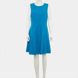 Pre Owned Diane Von Furstenberg Blue Jersey Citra Mini Dress XL