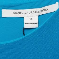 Pre Owned Diane Von Furstenberg Blue Jersey Citra Mini Dress XL