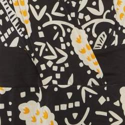مملوكة مسبقًا Diane Von Furstenberg Black Abstract Print Jersey Wrap Mini Dress L