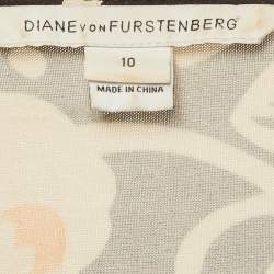 مملوكة مسبقًا Diane Von Furstenberg Black Abstract Print Jersey Wrap Mini Dress L