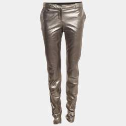 مملوكة مسبقًا Diane Von Furstenberg Metallic Coated Leather Everly Pants S