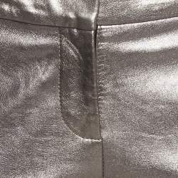 Pre Owned Diane Von Furstenberg Metallic Coated Leather Everly Pants S