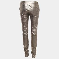 Pre Owned Diane Von Furstenberg Metallic Coated Leather Everly Pants S