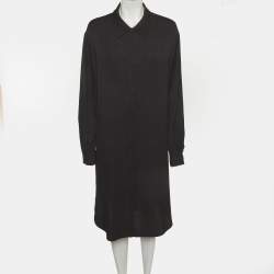 Pre Owned قميص فستان ديان فون فرستنبرغ طويل الأكمام من مزيج الحرير أسود كبير