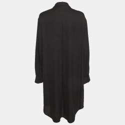 Pre Owned قميص فستان ديان فون فرستنبرغ طويل الأكمام من مزيج الحرير أسود كبير