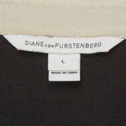 Pre Owned قميص فستان ديان فون فرستنبرغ طويل الأكمام من مزيج الحرير أسود كبير