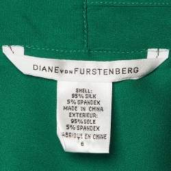 Pre Owned Diane Von Furstenberg Green Silk Issie Cross Over Front Blouse M