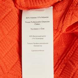 Pre Owned Diane Von Furstenberg Orange Textured Knit Midi Dress S