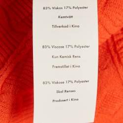 Pre Owned Diane Von Furstenberg Orange Textured Knit Midi Dress S