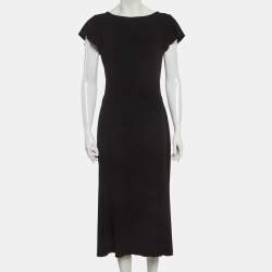 مملوكة مسبقًا Diane Von Furstenberg Black Crepe Midi Dress M