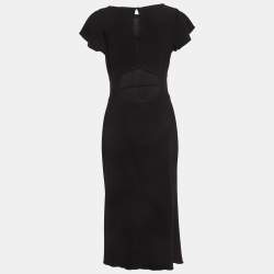 مملوكة مسبقًا Diane Von Furstenberg Black Crepe Midi Dress M