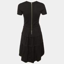 Pre Owned Diane Von Furstenberg Black Wool Knit Tiered Midi Dress M