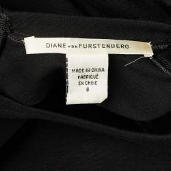 Pre Owned Diane Von Furstenberg Black Wool Knit Tiered Midi Dress M