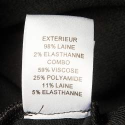 Pre Owned Diane Von Furstenberg Black Wool Knit Tiered Midi Dress M