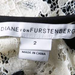 Diane Von Furstenberg Monochrome Floral Lace Barbie Dress S