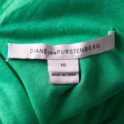 Pre Owned Diane Von Furstenberg Green Zarita Long Sleeve Lace Dress L