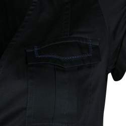 Pre Owned Diane Von Furstenberg Black Cotton Contrast Stitch Detail Wrap Shirt XS