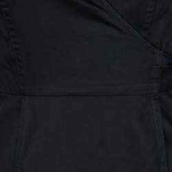 Pre Owned Diane Von Furstenberg Black Cotton Contrast Stitch Detail Wrap Shirt XS