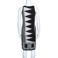 Pre Owned Diane Von Furstenberg Monochrome Aztec Patterned Knit Sleeveless Dress S