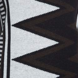 Pre Owned Diane Von Furstenberg Monochrome Aztec Patterned Knit Sleeveless Dress S