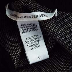 Pre Owned Diane Von Furstenberg Monochrome Aztec Patterned Knit Sleeveless Dress S