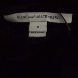 Pre Owned Diane Von Furstenberg Black Floral Lace Sleeve Detail Elizabeth Wrap Dress XS