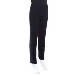 Pre Owned Diane Von Furstenberg Black Wool Cigarette Pants S