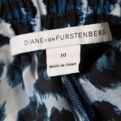 Diane Von Furstenberg Animal Pattern Benett Two Print Silk Pants L