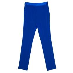 Diane Von Furstenberg Cobalt Blue Textured Crepe Genesis Long Pants XS