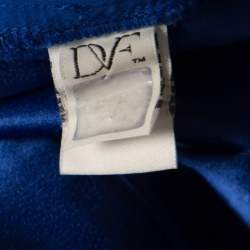 Diane Von Furstenberg Cobalt Blue Textured Crepe Genesis Long Pants XS